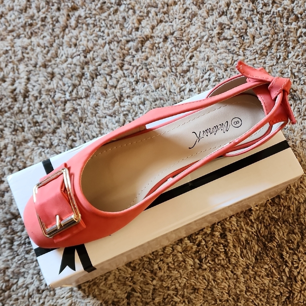 Victoria K Coral Flats with Gold Accent
